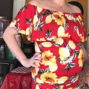 Host Pick 💎 Lemon Cold Shoulder Maternity Dress